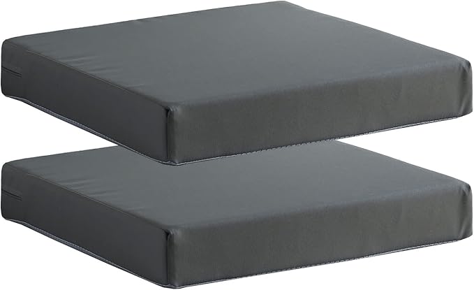 Patio Chair Cushions Set of 2 Non Slip Bottom Chair Pad with Ties Waterproof Square Outdoor Seat Cushion Replacement for Garden Swing Furniture 20x20 Inch, Gray-VerdiqueGarden