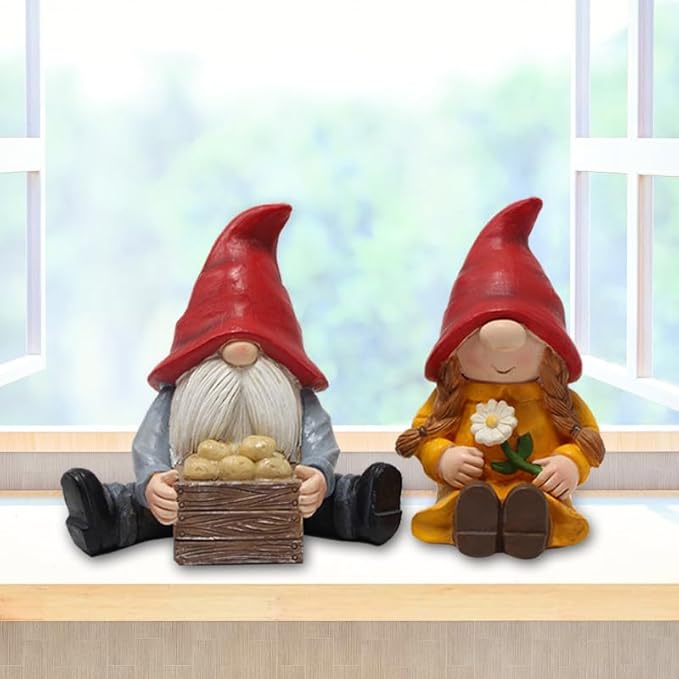 2 PCS Funny Garden Gnome Statues, Creative Resin Dwarf Sculptures, Outdoor Yard Decor, Gnomes Tree Faces for Lawn, Patio, Porch, Miniature Fairy Garden Accessories, Novelty Gift for Indoor/Outdoor Use-VerdiqueGarden
