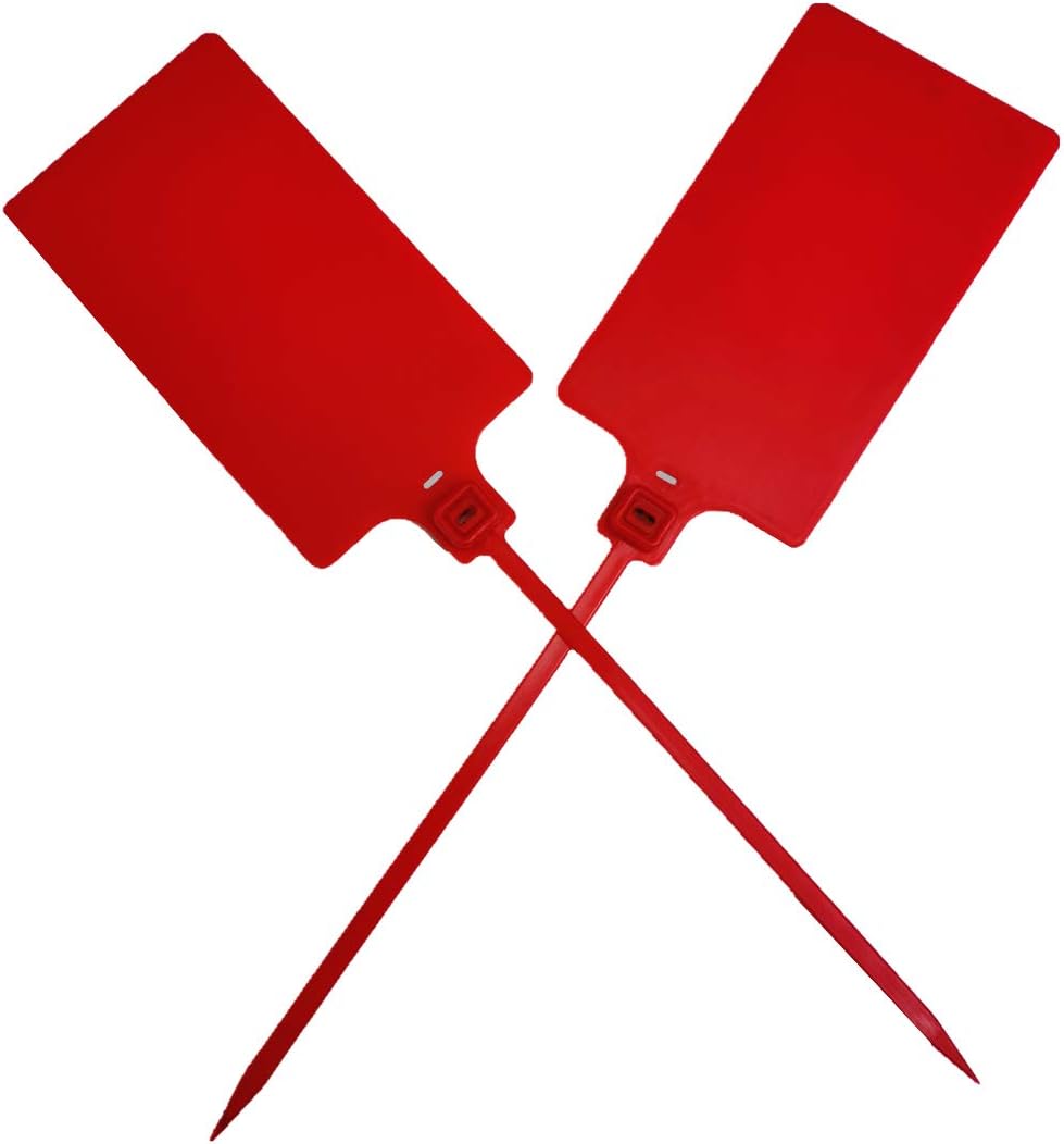 Blank Waterproof Plastic Tags Marker Ties Large Labeling Tags Fastener 2.28"×3.94" 200 pcs Red-VerdiqueGarden