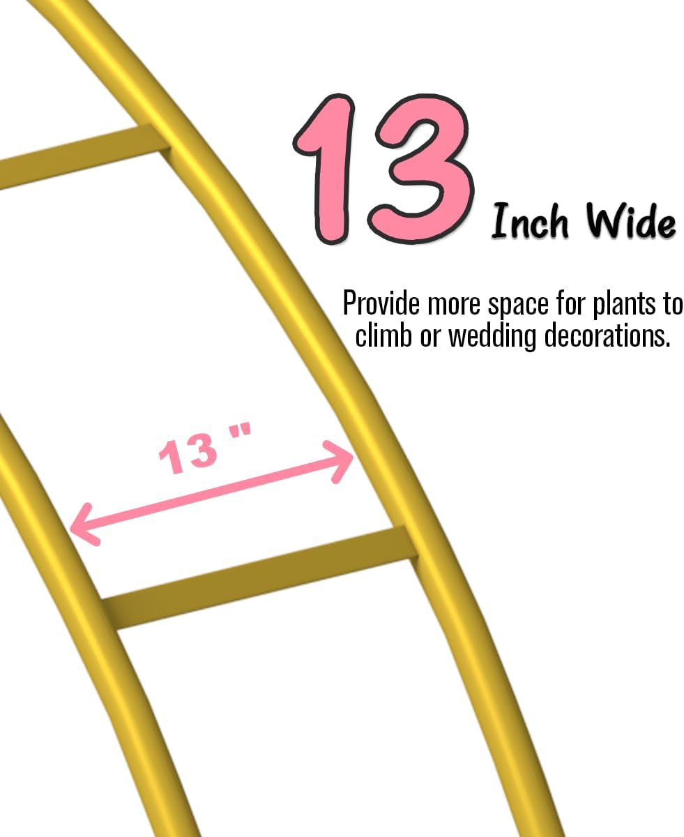 Queension Metal Arch Backdrop Stand 8Ft Wide 7Ft High, Wedding Arch Frame for Wedding Decorations, Balloon Arch Stand with Base for Ceremony, Outdoor Garden Arch Trellis for Climbing Plants, Gold-VerdiqueGarden