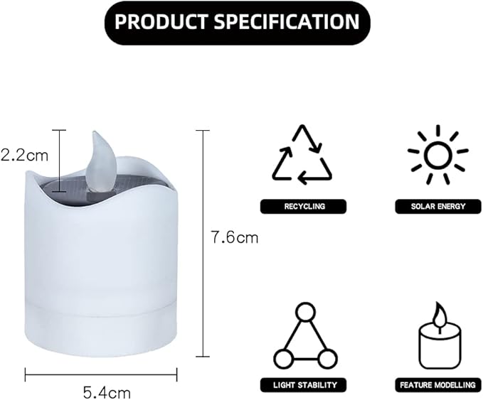 Solar Candle Lights,Flameless Candle Lights,Solar Rechargeable Tea Wax lamp,6 flameless Candle Light, Suitable for Wedding, Valentine's Day, Halloween, Christmas (Solar Candle Light)-VerdiqueGarden