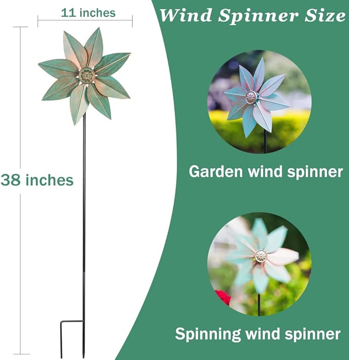 DREAMYSOUL Pinwheels for Yard and Garden, 38 Inches Metal Kinetic Wind Spinner for Outdoor Garden Patio Yard Decor-VerdiqueGarden