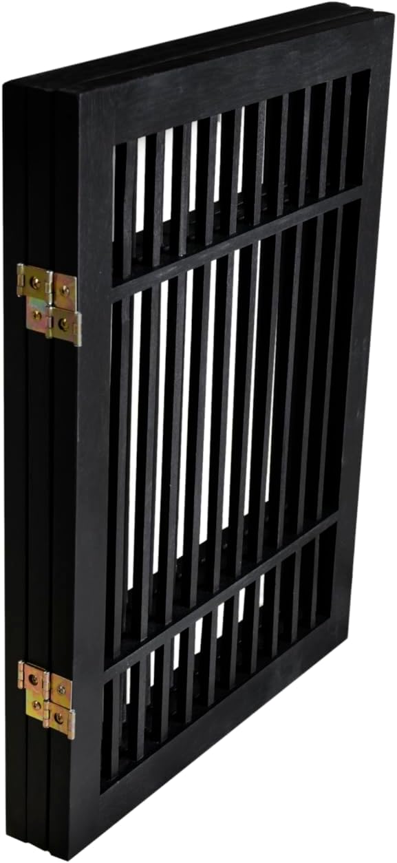 Pet Dog Gate Strong and Durable Freestanding Folding Acacia Hardwood Portable Wooden Fence Indoors or Outdoors by Urnporium (Black Pet Gate, 3 Panel 24" Tall)-VerdiqueGarden