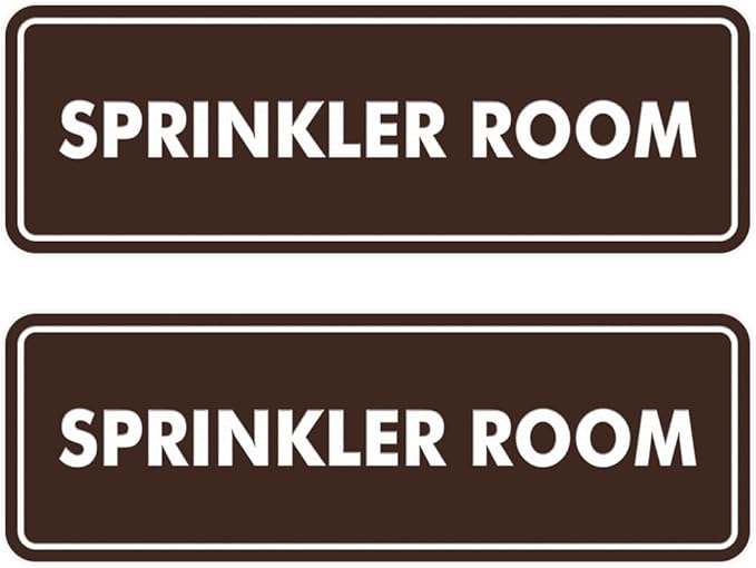 Signs ByLITA Standard Sprinkler Room Sign (Dark Brown) - Large 2 Pack-VerdiqueGarden