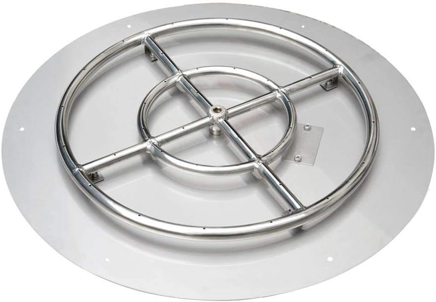 Stanbroil Stainless Steel 24" Round Flat Fire Pit Burner Pan w/18 Fire Ring Installed, BTU 147,000 Max-VerdiqueGarden