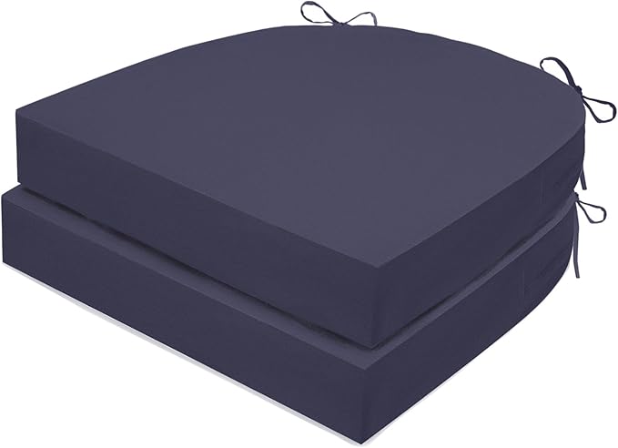 Outdoor Chair Cushions Set of 2, Waterproof Foam Patio Seat Cushions with Ties for Garden Sofa & Dining Furniture, 3-Year Color Fastness, 18x18x3 Inch, Grey-VerdiqueGarden