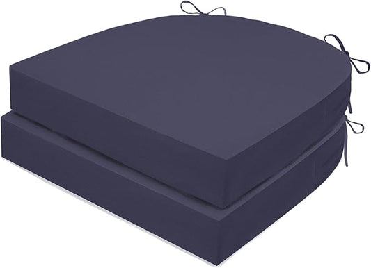 Outdoor Chair Cushions Set of 2, Waterproof Foam Patio Seat Cushions with Ties for Garden Sofa & Dining Furniture, 3-Year Color Fastness, 16x17x2 Inch, Grey-VerdiqueGarden