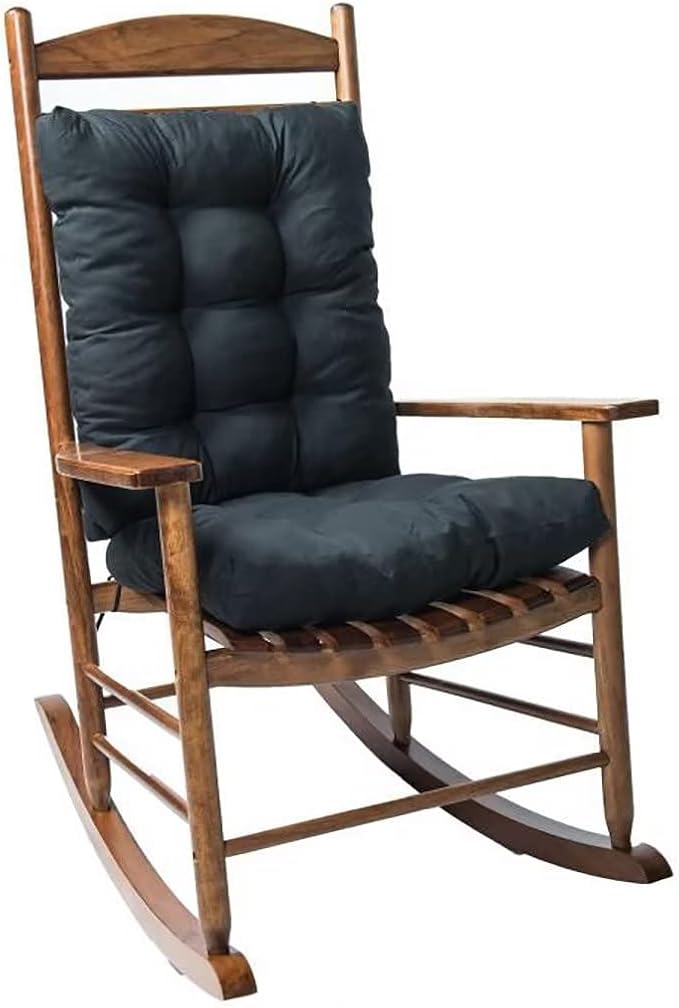 Indoor Outdoor Rocking Chair Cushions Pack of 1, Patio Chair Cushion High Back Chair Seat Cushions for Garden Patio Furniture, Black-VerdiqueGarden