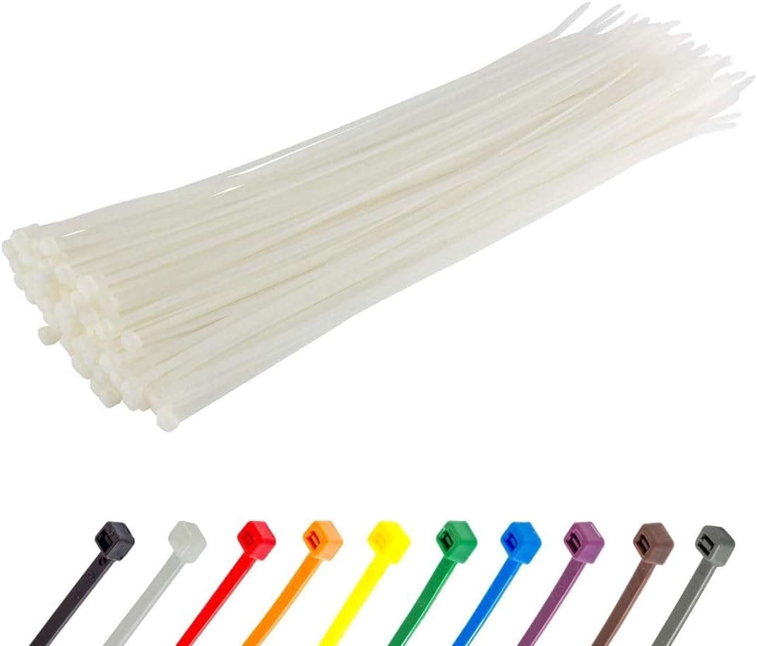 GTSE 10 Inch White/Clear Zip Ties, 100 Pack, 18lb Strength, UV Resistant Long Nylon Cable Ties, Self-Locking 10" Tie Wraps-VerdiqueGarden