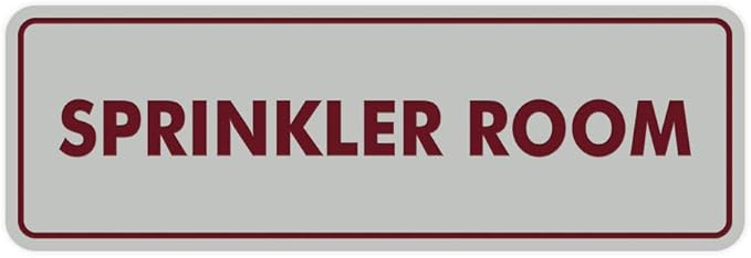Signs ByLITA Standard Sprinkler Room Sign (Light Grey/Burgundy) - Small-VerdiqueGarden