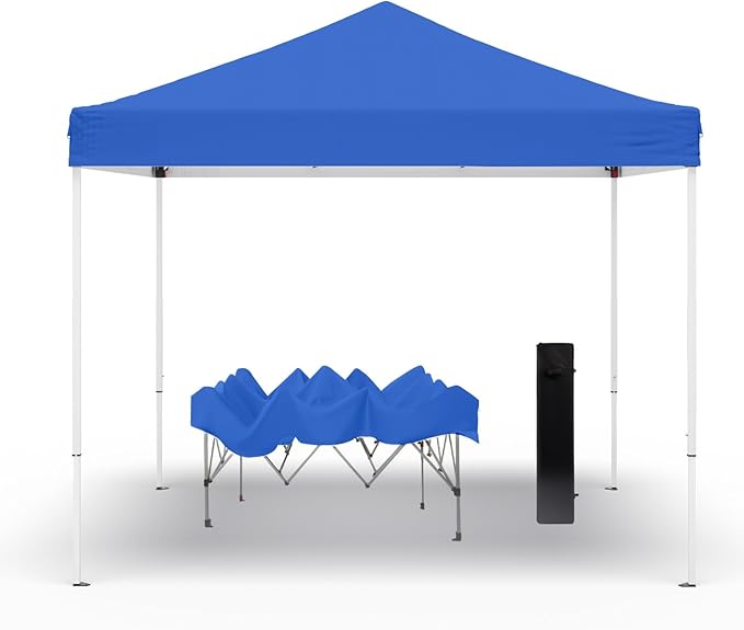 10x10ft Pop Up Canopy Tent,Heavy Duty Waterproof Folding Tent for Camping Parties Events Parties,Outdoor Canopy,Portable Sun Shelter,3 Adjustable Height(Blue)-VerdiqueGarden