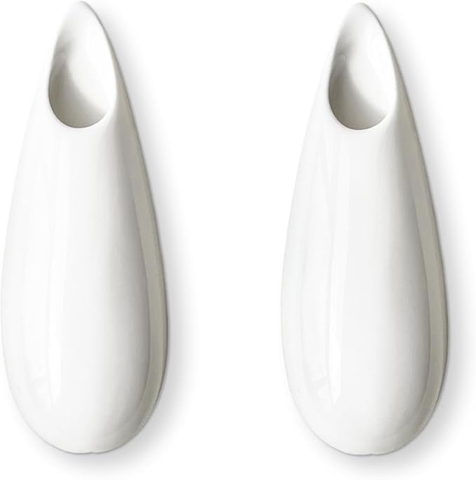 2 Pack White Ceramic Wall Vases,5.9 Inch Wall Hanging Plant Holder,Cubicle Modern Decor Plant Holder Vase for Indoor Plants, Hanging Propagation Flower Pots for Air Vases-VerdiqueGarden
