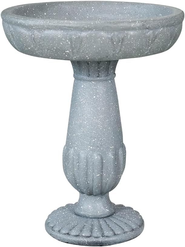 SKYFIRE 21.2”H Bird Baths for Outdoors- Fibre Reinforced Concrete Tall Bird Bath Stylish with Pedestal for Garden, Patio, Lawn, Backyard - 17”L X 17”W X 21.2”H Vintage Pedestal Outdoor Garden Birdbath-VerdiqueGarden