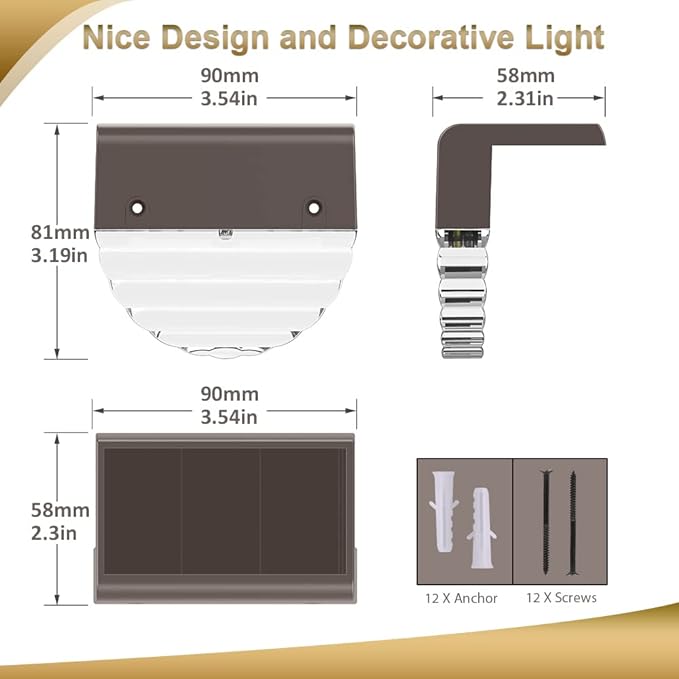 Solar Lights Outdoor, Solar Deck Lights, 6 Pack Solar Fence Step Lights Outdoor Waterproof LED for Outside Patio Stairs Yard Garden Backyard Decor, 10 Lumens,Warm White/Color Changing Lighting-VerdiqueGarden