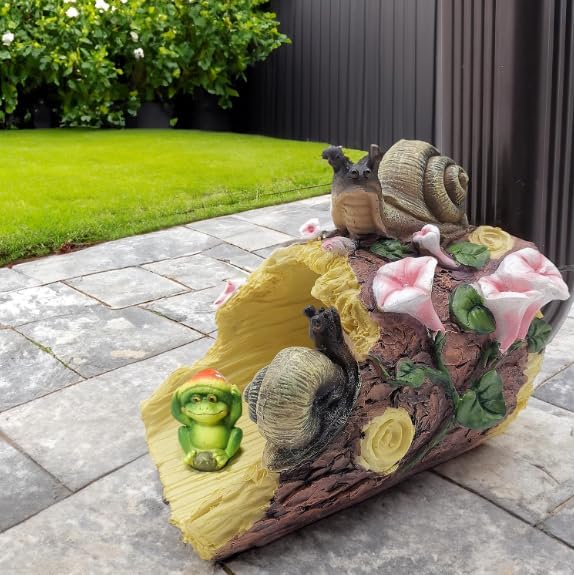 Snails Frog Garden Statue - Decorative 3"x4" Gutter Downspout Splash Block & Rain Diverter | Outdoor Decor Sculpture, Eco-Friendly Resin, Weather-Resistant, Easy Install-VerdiqueGarden