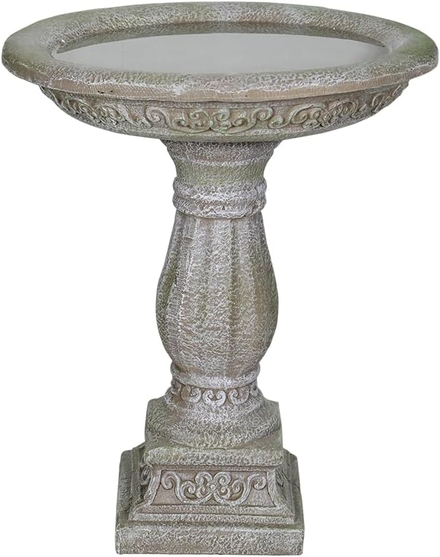 SKYFIRE 20”Dia.X 23.8”Tall Outdoor Birdbath with Pedestal - Modern Garden Birdbaths Outdoor Decor for Bird Spa & Birdfeeder, Floor Bird Baths for Garden Patio, Yard, Lawn-VerdiqueGarden