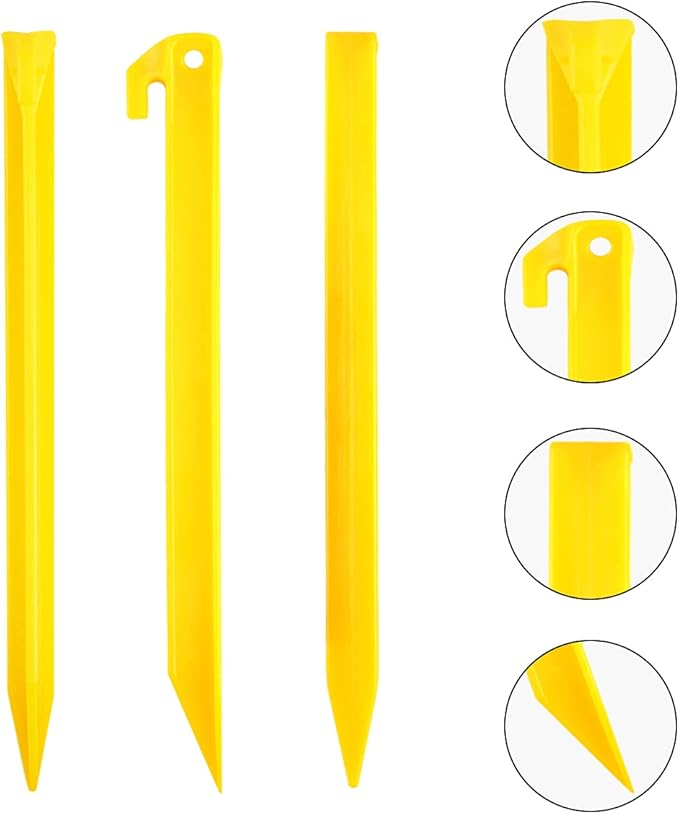10-Pack Plastic Tent Stakes – 9-Inch Heavy Duty Canopy Anchoring Pegs for Camping, Gardening, Landscaping, Backpacking – Lightweight, Rust-Proof, Reusable Camping Stake-VerdiqueGarden