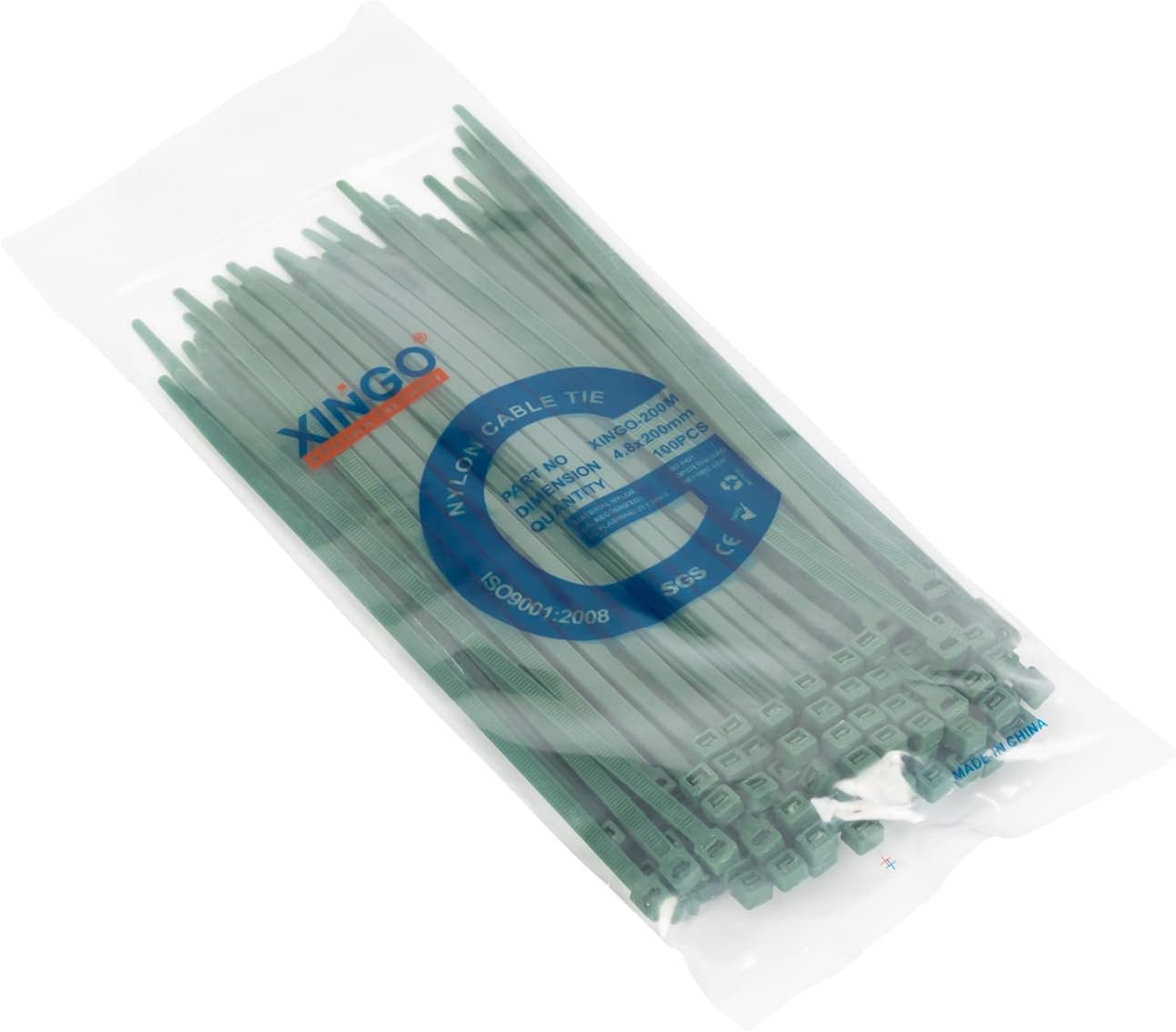 XINGO 100PCS Cable Zip Ties Heavy Duty, Premium Nylon Plastic Wire Ties with 50 Pounds Tensile Strength, Self-Locking Black Nylon Zip Ties for Indoor and Outdoor (8 inch, Dark Green)-VerdiqueGarden