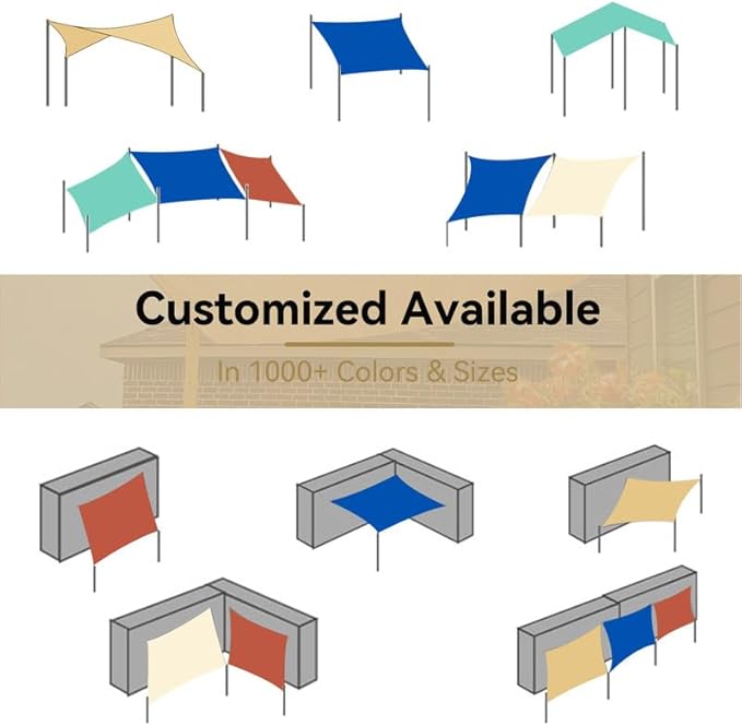 Amagenix Outdoor Sun Shade Canopy, 13X20 FT Sand UV-Blocking Awning for Patio, Garden & Backyard - Custom Size-VerdiqueGarden