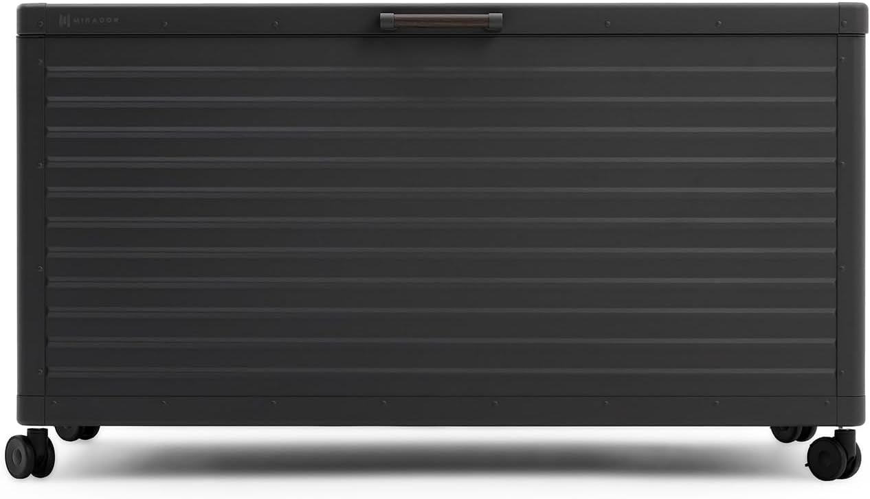 134 Gallon Outdoor Storage Box Waterproof, Metal Deck Box with wheels for Patio Furniture, Garden Tools, Outdoor Cushion, Charcoal-VerdiqueGarden