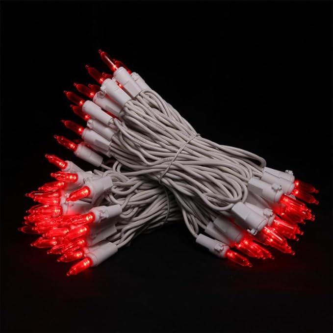 Red Christmas LED Lights - 2 Pack 100 Count Red Christmas String Lights for Tree, Bedroom, Wedding, Indoor/Outdoor Valentines Day Decorations, 2 Sets 33 Feet White Wire, UL Certified, Connectable-VerdiqueGarden