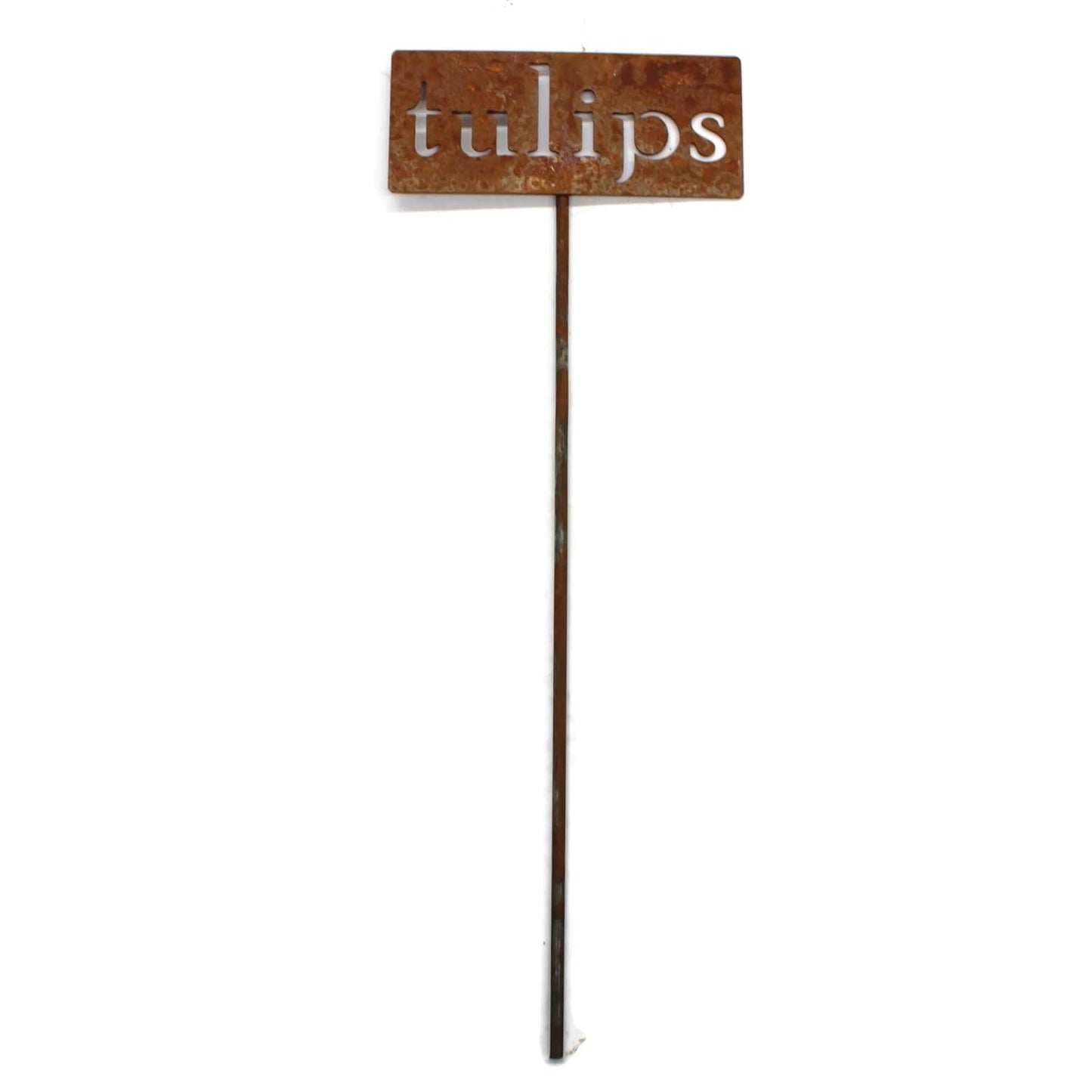 Classic Metal Garden Markers 19 Inches Tall (tulips, Naturally Rusted)-VerdiqueGarden