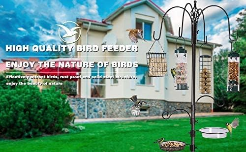 Bird Feeding Station Kit Pole Wild Bird Feeder Hanging Planter Hanger Multi Feeder Hanging with Metal Suet Feeder Bird Bath for Attracting Wild Birds-VerdiqueGarden
