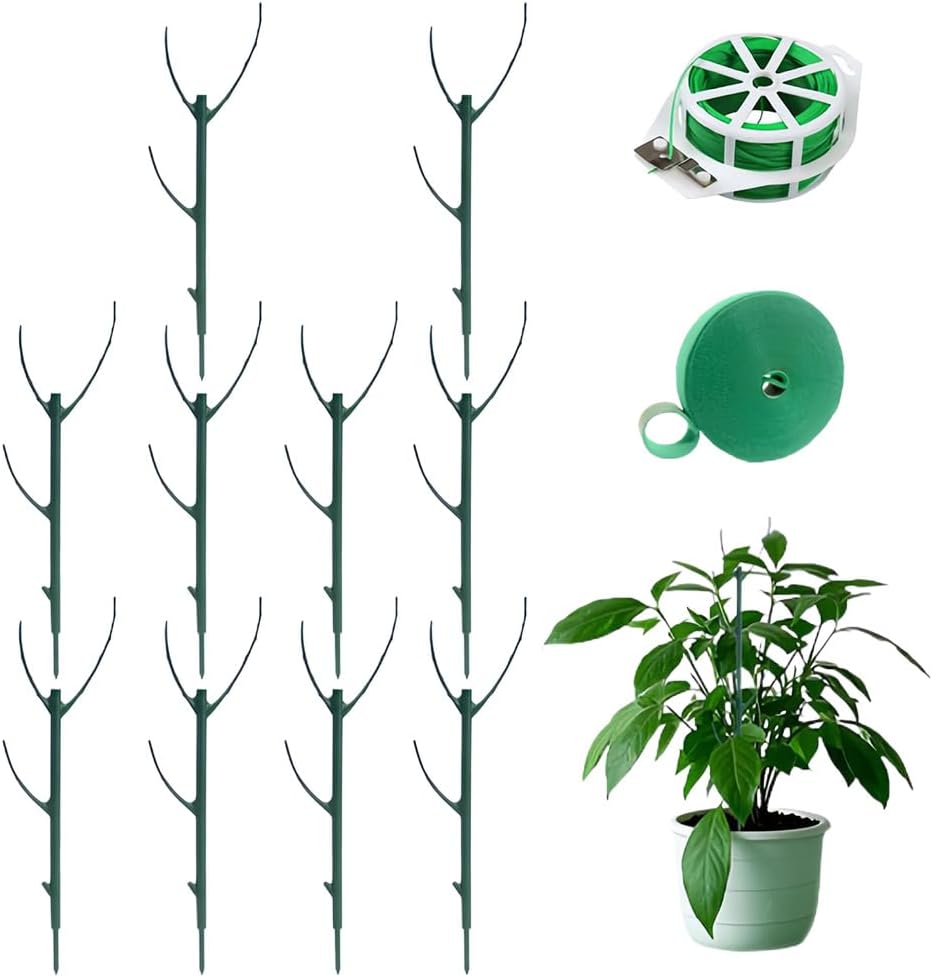 5 Pack Stackable Monstera Plant Support Stakes, Garden Plant Stakes for Indoor and Outdoor Plants, Moss Poles Holder Stick Monstera Plant Stem Supports Structures for Climbing Potted Plants (10 Pack)-VerdiqueGarden