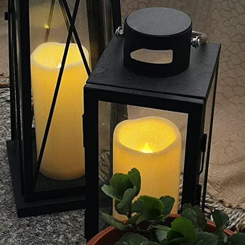 2 PCS 3" x7" Waterproof Outdoor Battery Operated Flameless LED Pillar Remote Candles Flickering Plastic Resin Electric Decorative Light for Lantern Patio Garden Home Decor Party Wedding Decoration-VerdiqueGarden