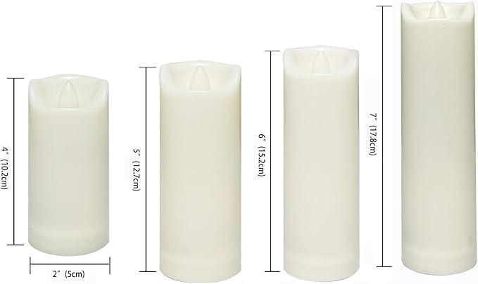 CANDLE CHOICE Waterproof Outdoor Battery Operated Flameless Candles with Auto Timer Flickering Plastic Resin Electric LED Slim Pillar Lights for Lantern Patio Garden Wedding Party Decorations 4 Pack-VerdiqueGarden
