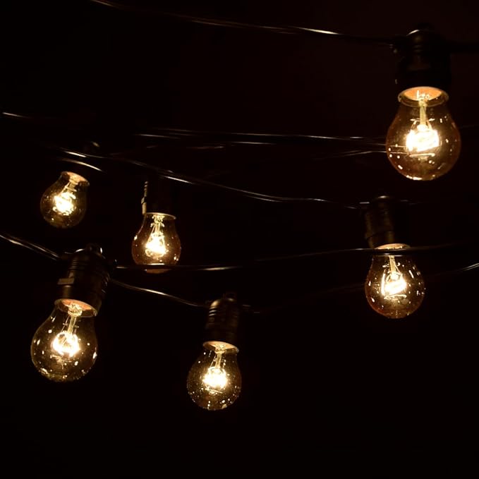 Hometown Evolution, Inc. E26 Commercial String Lights with 16 Gauge Wire (50 Foot 25 Socket, A15 15 Watt Clear Bulbs)-VerdiqueGarden