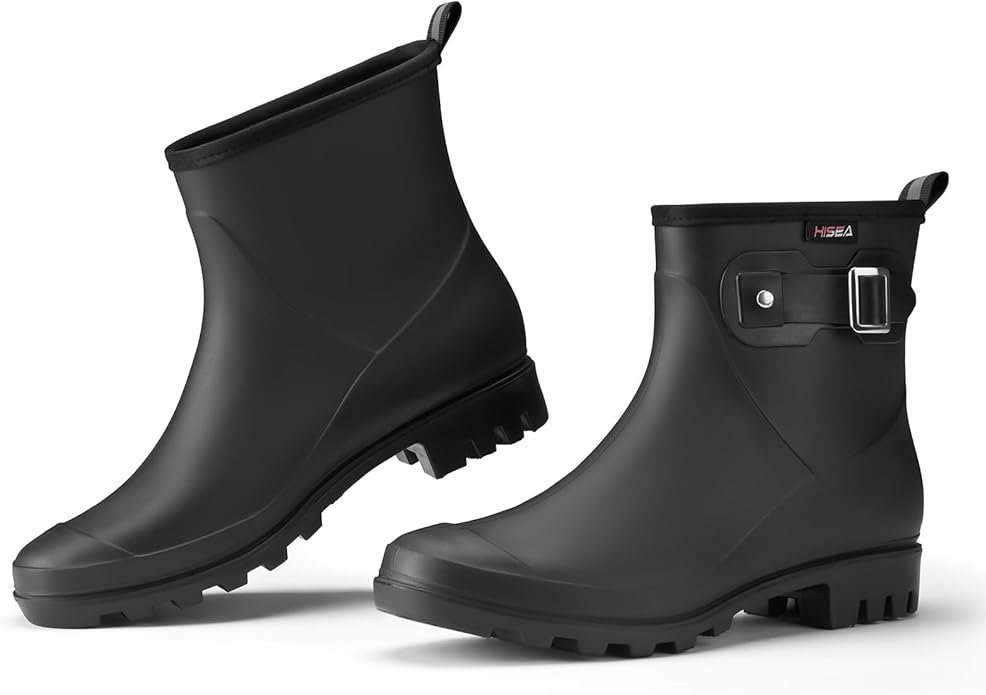 HISEA Women's Ankle Rain Boots Waterproof, Fashion Short Garden Shoes Anti-slip for Women with Comfortable Insole-VerdiqueGarden