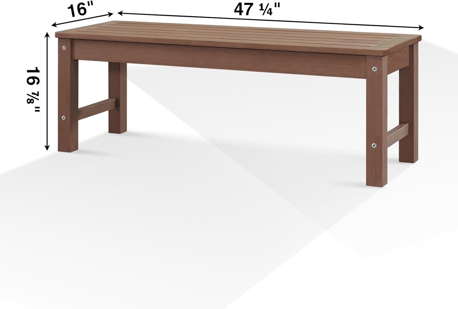 Psilvam Knight Bench, Two Person Outdoor Poly Lumber Patio Backless Bench, Weatherproof Garden Bench That Never Rot and Fade, Suit for Garden, Porch and Park (Brown)-VerdiqueGarden