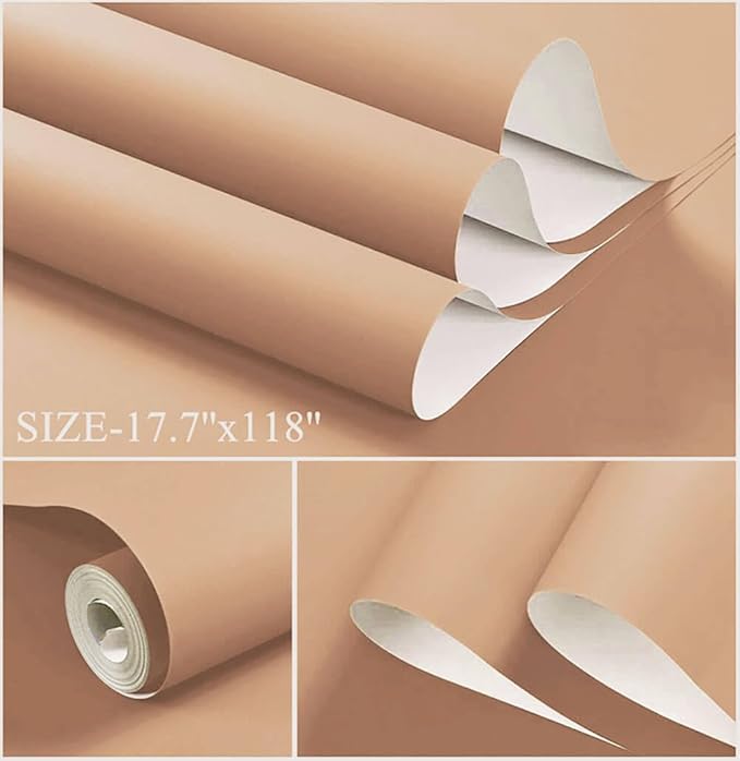 Dimoon 118''x17.7'' Orange Peel and Stick Wallpaper Contact Paper Modern Self Adhesive Wall Paper Removable Renter Friendly Textured Solid Color Shelf Cabinet Vinyl Roll (118''x17.7'',Coral Orange)-VerdiqueGarden