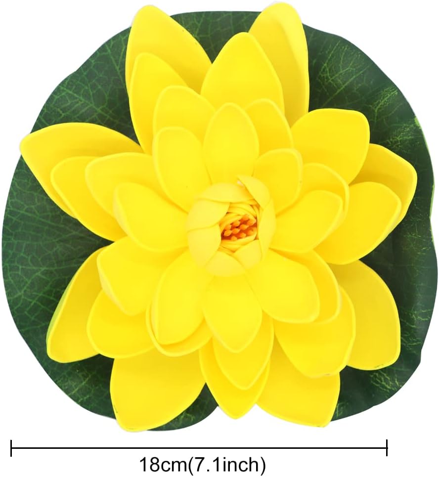 FZBNSRKO Artificial Lotus,4PCS 7.1" Inch Floating Foam Lotus Flowers for Pool,Realistic Water Lily Pads for Home Outdoor Patio Pond Wedding Party Decorations,Yellow-VerdiqueGarden