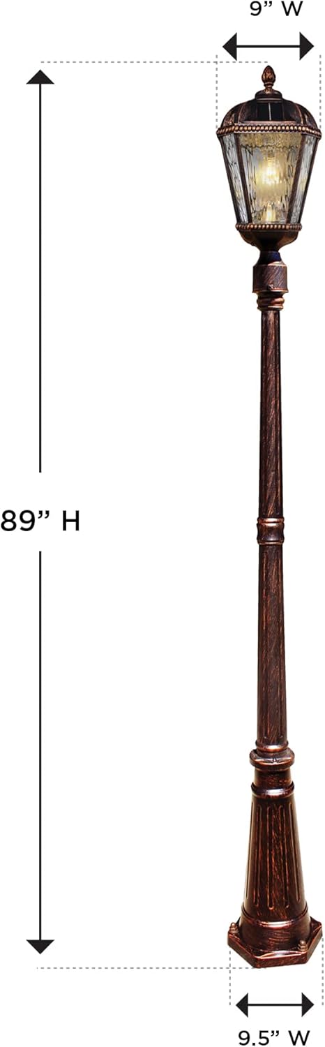 Gama Sonic Outdoor Solar Lamp Post Light, Brushed Bronze Aluminum and Rain Glass Panels, 10-Year Royal Bulb, Warm White LED with Omni-Direction Reflector, 87-inch Height, 98B101 (Upgraded)-VerdiqueGarden