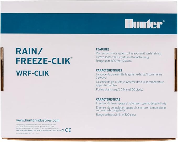 Hunter Industries WRFCLIK Hunter Clik, Wireless Rain/Freeze Sensor Combo (Includes Receiver and Transmitter), White-VerdiqueGarden