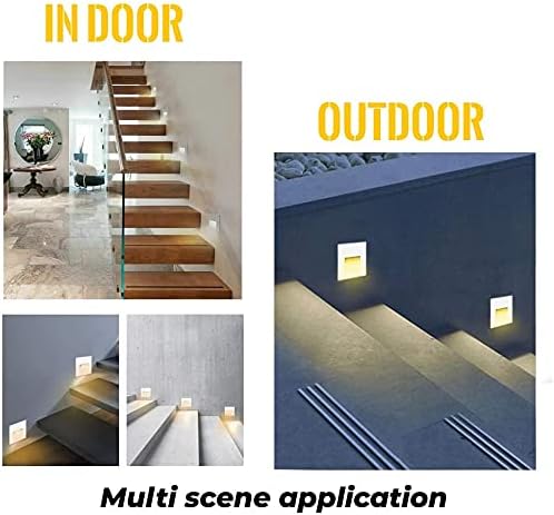 4Pcs 3W LED Step Light, 120V Warm White 3000K IP65 Waterproof Recessed Wall Light, Stair Light Staircase Light Lighting lamp, Inside Outside Garden Balcony Corridor, Aluminum-VerdiqueGarden