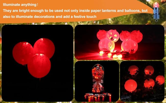 SumDirect Pack of 12 LED Mini Non-Blinking Lights for Paper Lanterns Balloons Floral Wedding Halloween Christmas Party Decoration Centerpieces (12, Red)-VerdiqueGarden