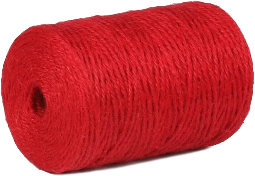 PerkHomy Natural Jute Twine 600 Feet Long Colored Twine Rope for Crafts Gift Wrapping Packing Gardening and Wedding Decor (Red)-VerdiqueGarden