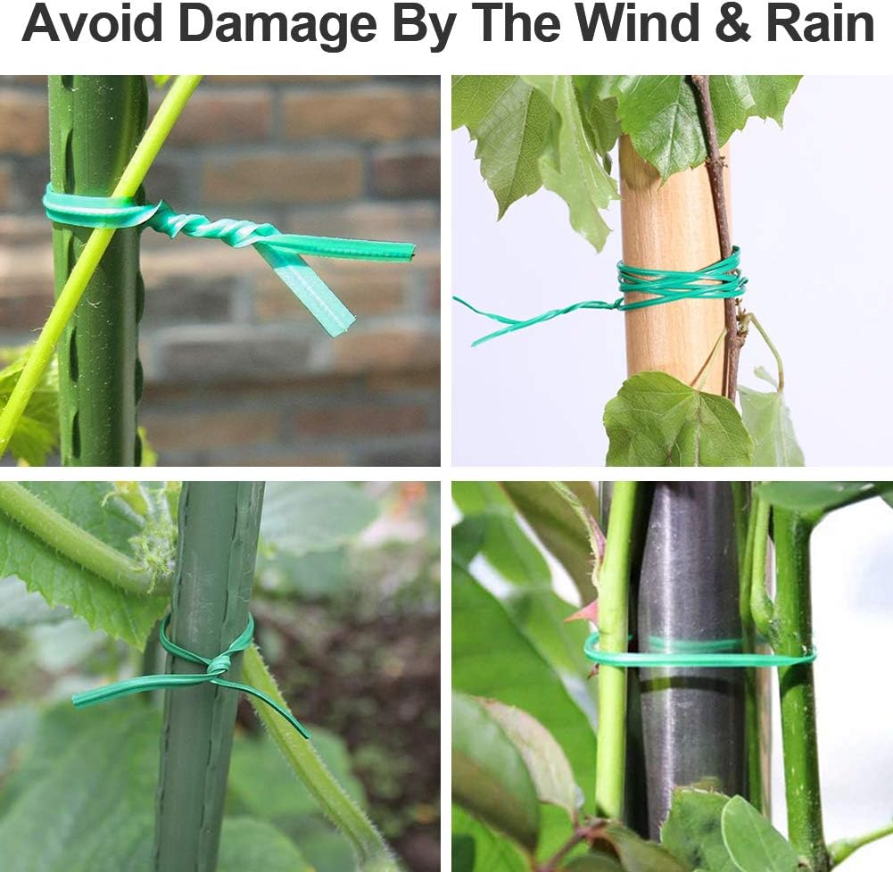 (2 Reels) Garden Wire, Twist Ties Heavy Duty with Cutter 328 Ft Multi-Function Green Coated Tape to Support Plant Tie Up Bags for Home Office (328 Feet / 100 m)-VerdiqueGarden