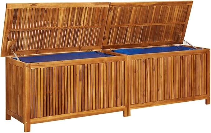 vidaXL Outdoor Storage Box, Deck Box with Gas-Lift Lid, Storage Chest with Water-Resistant Zippered Bag Inside, 78.7''x19.7''x22.8'', Solid Acacia Wood-VerdiqueGarden