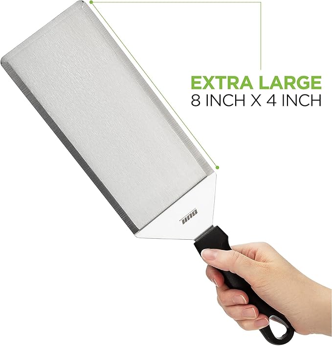 Griddle Accessories Kit for Blackstone and Camp Chef - 6 Pieces Griddle Spatula Set with 4x8 Inches Supersize Griddle Flipper, Turner, Metal Spatulas, Bottles & Hooks for Hibachi Grilling-VerdiqueGarden