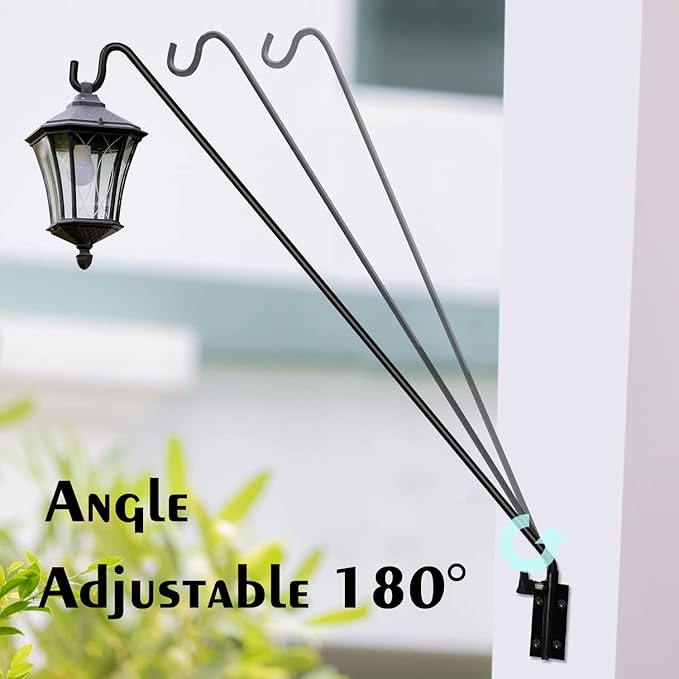 ERYTLLY 2 Packs Heavy Duty Deck Hook Wall Mounted, Extensible and Adjustable Deck Hook for Hanging Bird Feeder, Plants, Suet Baskets,Wind Chimes,Lanterns and More-VerdiqueGarden