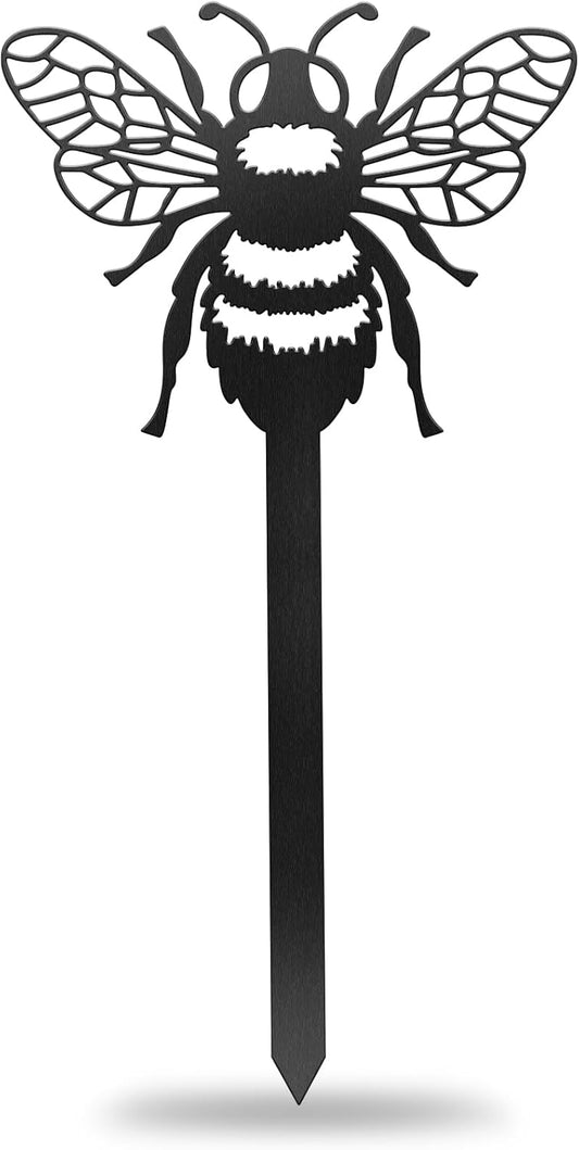 CUTHOLLOW Metal Plant Marker Stake Bee for Outdoor Indoor, Waterproof 11.8 inch Cute Garden Plant Labels Sign Tag for Vegetables, Farmhouse Greenhouse Decor - Funny Gardening Gifts-VerdiqueGarden