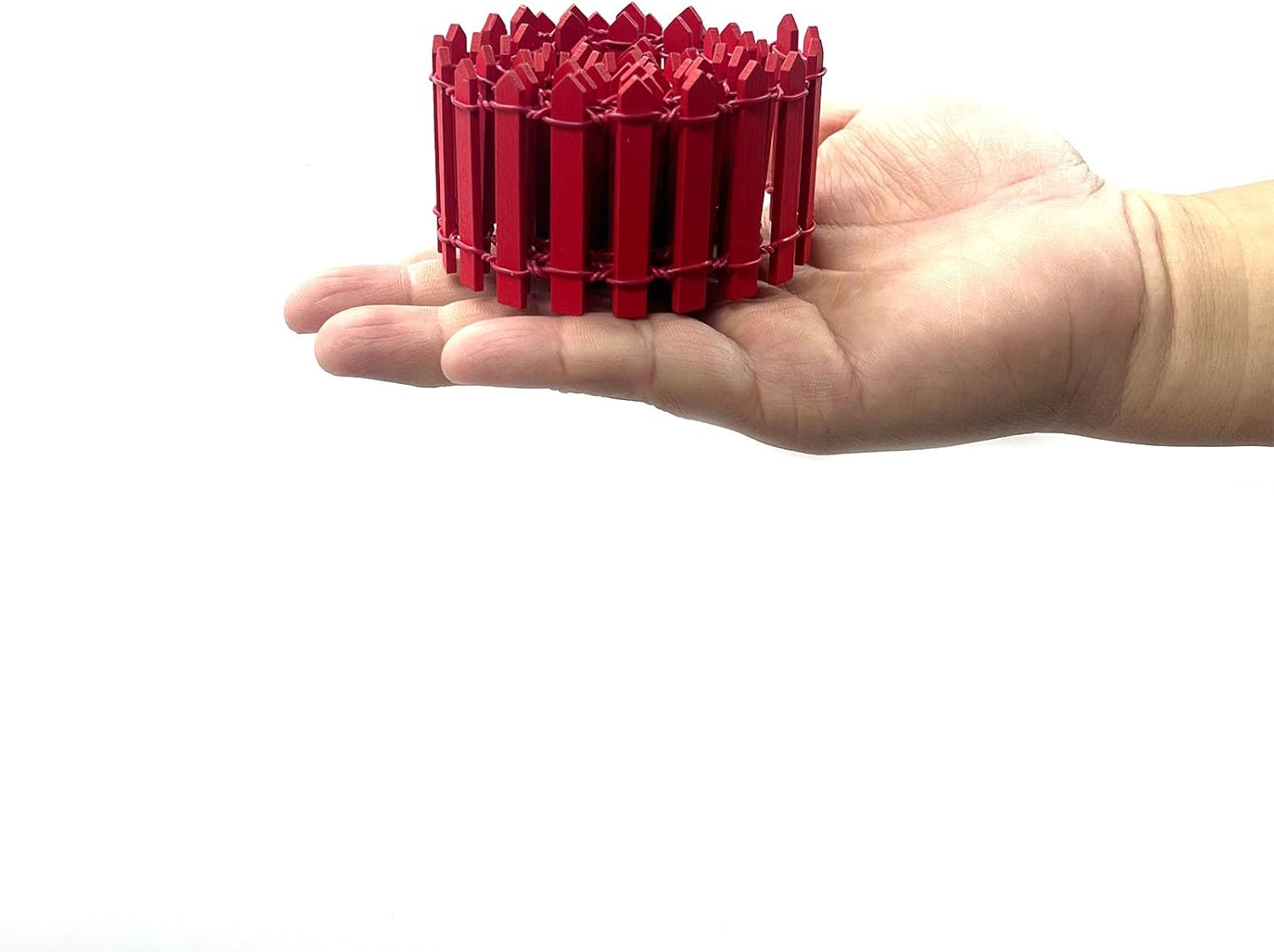 35 Inches Mini Fairy Garden Fence DIY Christmas Small Wood Decorative Picket Fence Micro Landscape Miniature Ornaments for Dollhouse, Crafts, Diorama Project, Plant Pot, Red-VerdiqueGarden