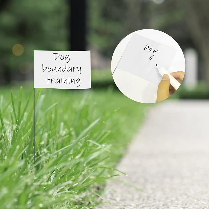 Zozen 100Pack White Marking Flags, Writable/15x4x5 Inch, Yard Flags for Lawn & Irrigation & Landscape & Sprinkler & Survey & Dog Training.-VerdiqueGarden