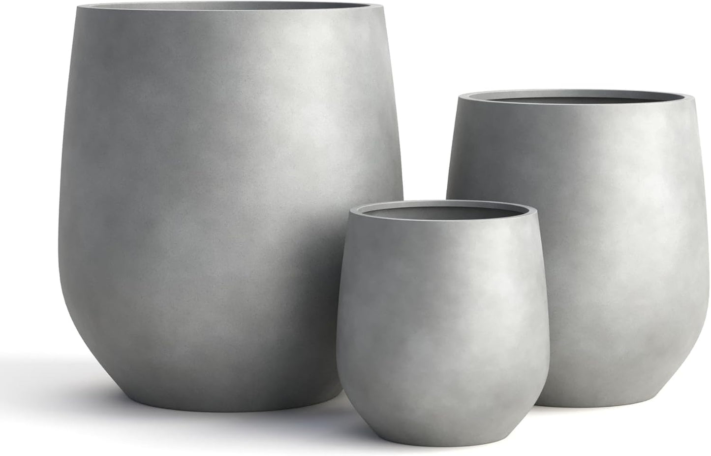 DTY Signature Mount Wilson Lightweight and Durable Modern Fiberstone Tapered Planter for Indoor Outdoor Drainage Hole & Rubber Plug Weather Resistant, 21.7" H x 20" Dia,15.7" Opening - Large, Gray-VerdiqueGarden