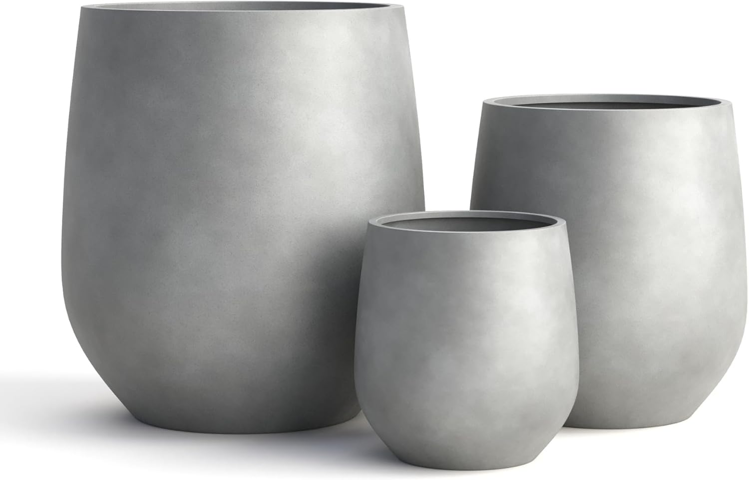 DTY Signature Mount Wilson Lightweight and Durable Modern Fiberstone Tapered Planter for Indoor Outdoor, Drainage Hole & Rubber Plug, Weather Resistant, 11.8" H x 11" Dia, 8" Opening - Small, Gray-VerdiqueGarden