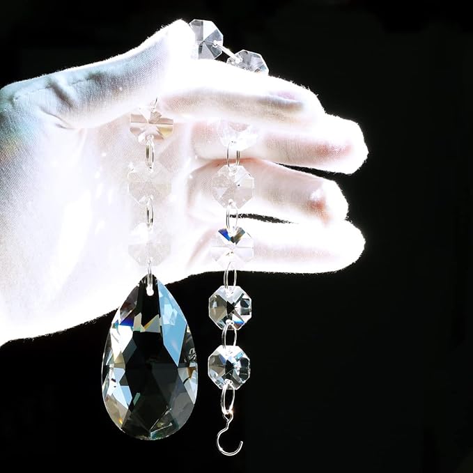 1ft 6pcs Teardrop Crystals Garland, Chandelier Hanging Crystals Beads Chain for Home Wedding Decoration Clear GOLDENHAITAI-VerdiqueGarden